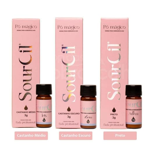 KIT 3 HENNA SOURCIL CASTANHO MEDIO, ESCURO E PRETO
