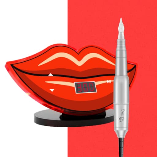 Dermografo Kiss ( boca ) Sharp Dermocamp - Vermelho + Sharp Prata
